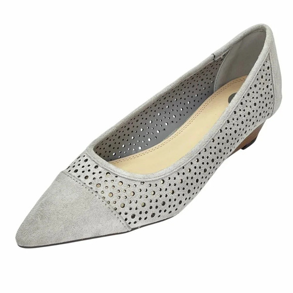 Journee Collection Shoes - Journee Collection Finnola Grey Perforated Womens Wedge Pumps Size 8M